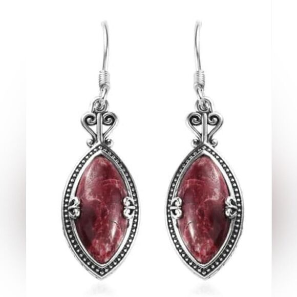 Norwegian Thulite Dangling Earrings - Picture 2 of 13